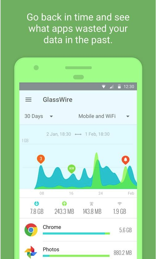 GlassWire流量统计截图2